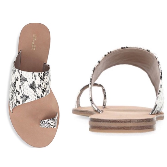 new DVF Diane Von Furstenberg ᪥ Brittany Watersnake Toe Ring Leather Sandals ᪥ - Picture 2 of 14